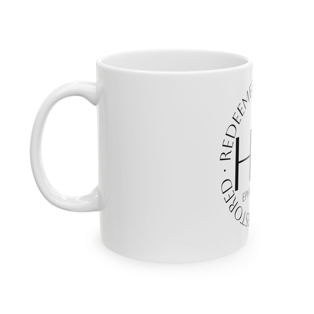 His – Christian Coffee Mug (Ephesians 1:7) | Redeemed • Chosen • Forgiven • Restored