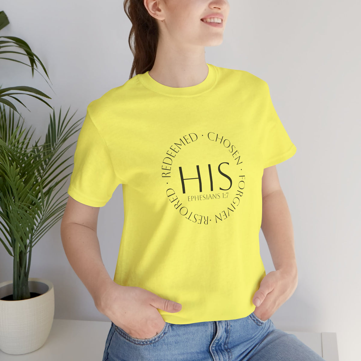 HIS Ephesians 1:7 Christian Tee — Redeemed & Chosen Faith Shirt